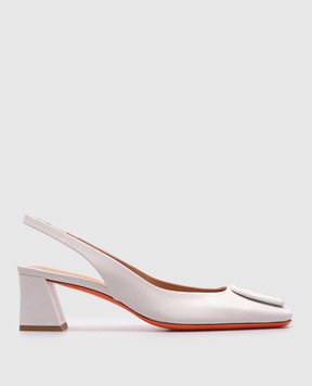 Santoni Білі шкіряні слінгбеки WDMN70342HA2NSZA