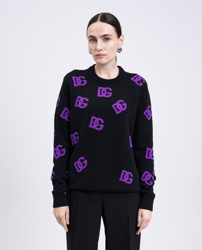 Dolce&Gabbana Чорний светр з вовни у візерунок DG FXX06TJCVYX