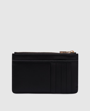 Dolce&Gabbana Черный кожаный картхолдер с фактурной монограммой логотипа BI1261AG081