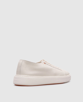 Santoni Білі шкіряні кеди з патчем логотипа MBCD21430BARCMMD