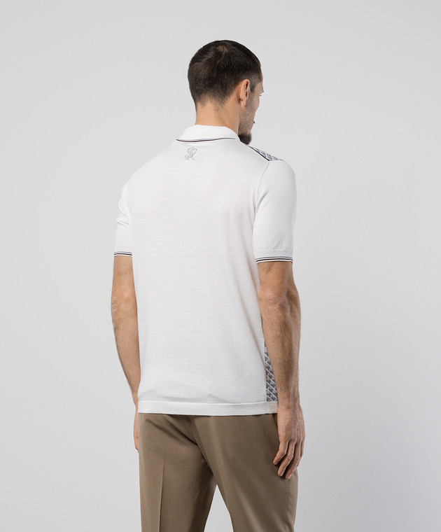 Stefano Ricci Голубое поло с шелком в узоре с вышивкой монограммы логотипа K818084P31F24286 изображение 4