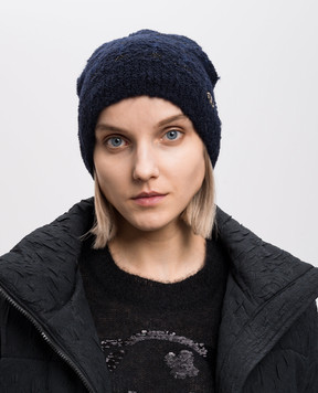 Twinset Синя шапка з вовною в клітинку 242TO507A