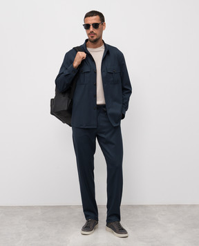 Canali Сині штани з вовни AS04998U1659