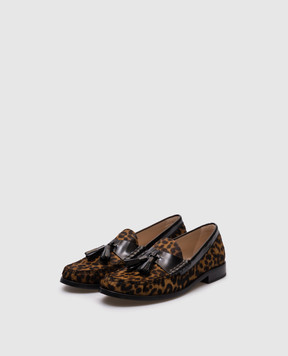 Stuart Weitzman Коричневые кожаные лоферы LOTTIE в анималистичный принт SL594