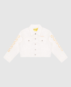 Off-White Біла дитяча джинсова куртка з принтом емблеми Arrow OGYE002S25DEN001