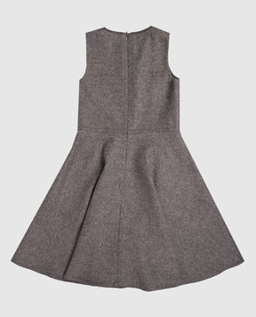 Brunello Cucinelli Дитяча сіра сукня з вовни з ланцюжком моніль BD565A407B