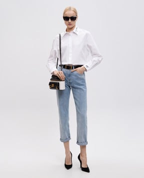 Balmain Белая рубашка с вышивкой логотипа EF1HS415CF43
