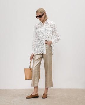 Max Mara Weekend Белая ажурная блузка AFONA с вышивкой AFONA1234