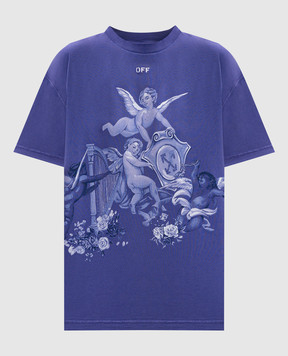 Off-White Фіолетова футболка з принтом Putti OWAA089S25JER006