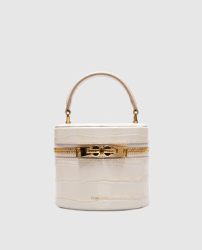 Tom Ford Біла шкіряна сумка міні з тисненням під шкіру крокодила L1843LCL403X