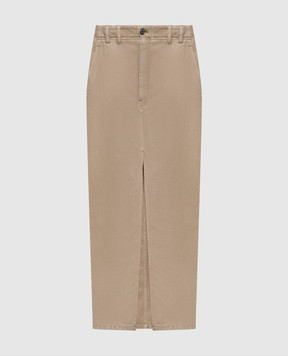 Brunello Cucinelli Бежева спідниця Chino з льоном ML996G3822