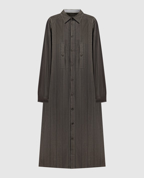 Y`S Yamamoto Платье-рубашка цвета хаки в полоску YSD11011