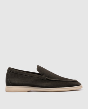 Loro Piana Зеленые замшевые лоферы Summer Wall FAE8124