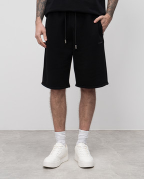 Off-White Чорні шорти з вишивкою логотипа OMCI013C99FLE008