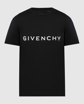 Givenchy Чорна футболка з принтом логотипа BM716G3YAC