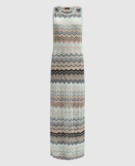 Платье макси в геометрический узор с люрексом.