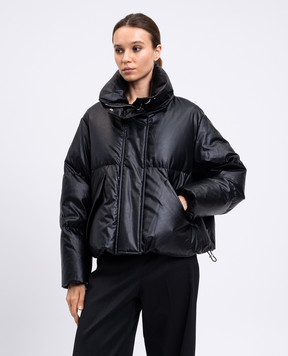 Maison Margiela MM6 Чорний укорочений пуховик з вишикою емблеми S52AM0338S53057