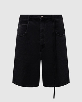 Ann Demeulemeester Чорні джинсові шорти Narve з брендовими стрічками B0012474FA039