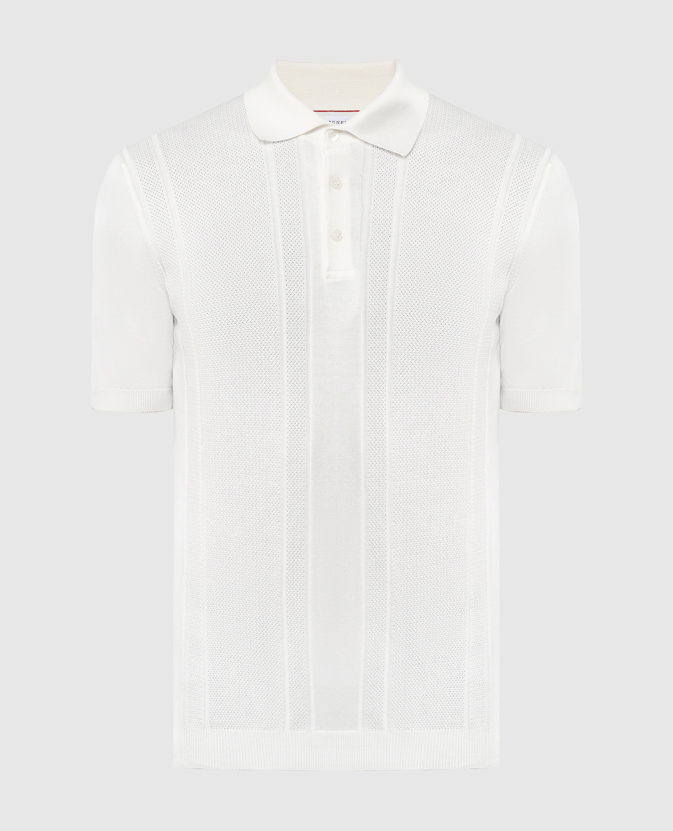 White polo shirt with textured pattern