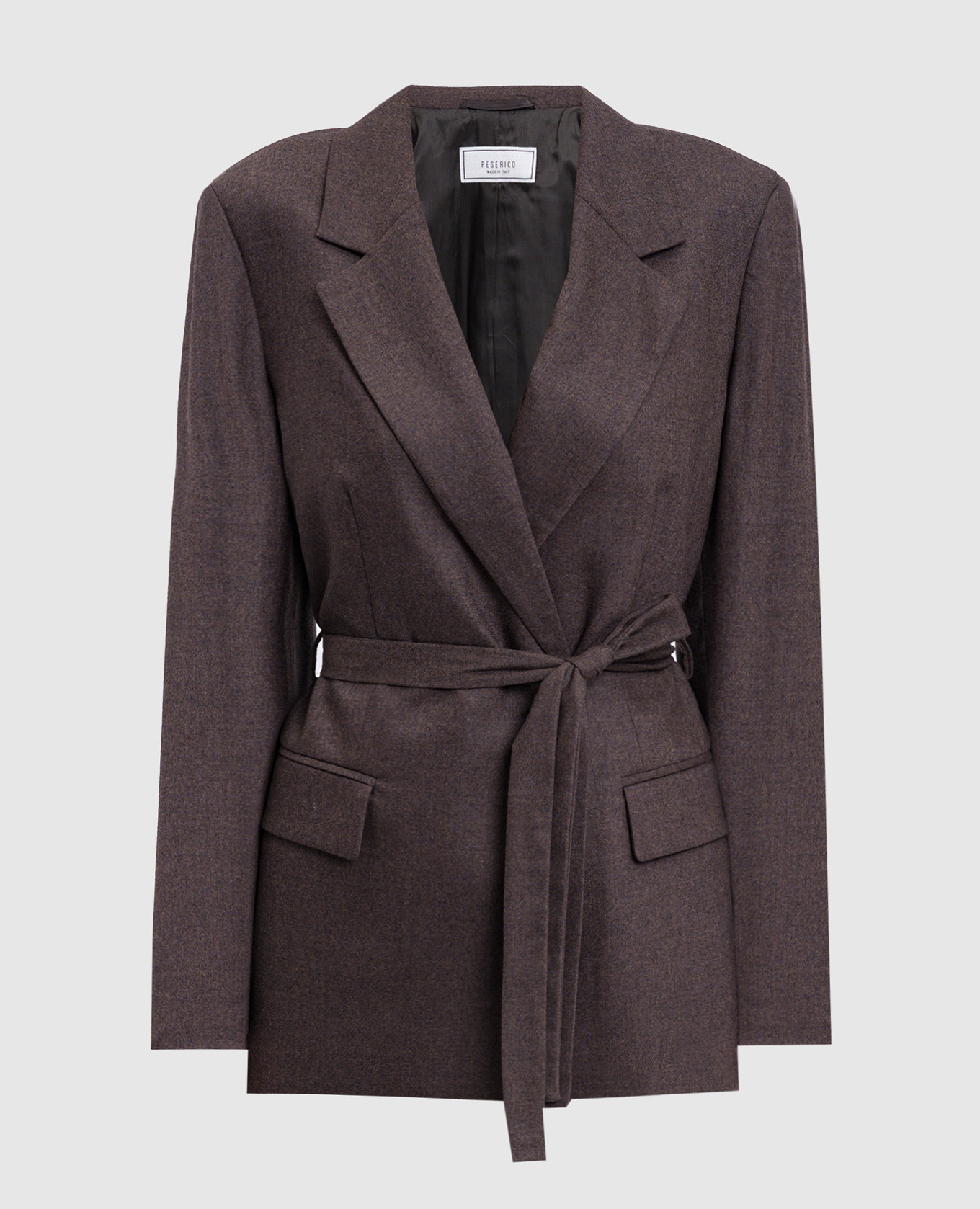 Коричневый двубортный жакет из шерсти и кашемира