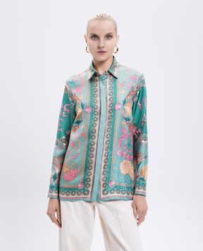 Versace Зелена блуза із шовку Underwater Barocco 10013601A14746