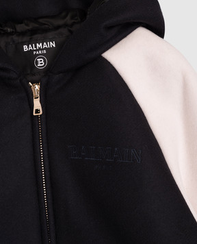 Balmain Дитяча чорна куртка з вовною BX2Q50E0169