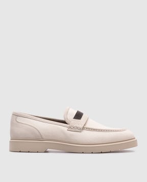 Brunello Cucinelli Бежевые лоферы с цепочкой мониль MZ12G2956