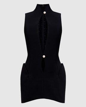 Thierry Mugler Чорна сукня міні з вовною 25S1RO1731196