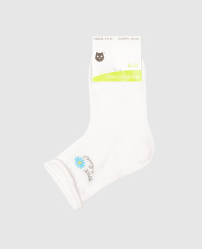 RiminiVeste Дитячі білі шкарпетки Ciocca з візерунком у вигляді квітки 4505