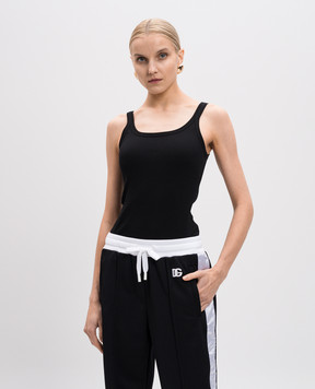 Dolce&Gabbana Чорний топ в рубчик F8U09TFU7AV