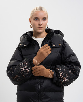 Twinset Коричневі рукавички з вовни з логотипом 252TA4252