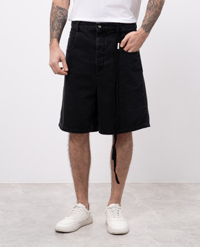 Ann Demeulemeester Чорні джинсові шорти Narve з брендовими стрічками B0012474FA039