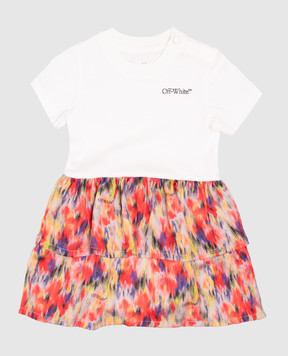 Off-White Детское белое боди с принтом логотипа. OGXU004S25JER001