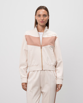 Twinset Бежевая спортивная куртка с принтом логотипа 242TP2273