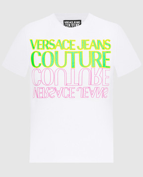 Versace Jeans Couture Біла футболка з логотипом 76HAHC01CJ01C
