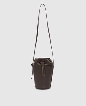 Brunello Cucinelli Коричневый кожаный мешок бакет-бег с логотипом. MBIRD2620P
