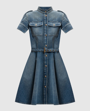 Alexander McQueen Блакитна джинсова сукня міні з ефектом потертості 816098QMAC3