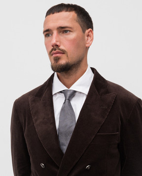 Brunello Cucinelli Серый галстук из шелка в узор MR8970018