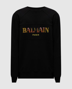 Balmain Чорний світшот з вишивкою логотипа DH0JS118BC81