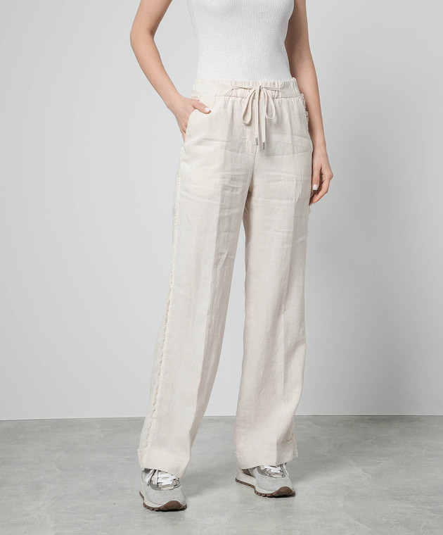 PESERICO, Drawstring Linen Pants, Women