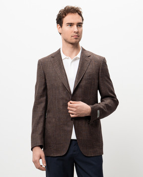 Canali Коричневий піджак з вовни, шовку та льону CU0038321288