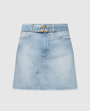 Twinset Голубая джинсовая юбка с эффектом потертости 241TT2391