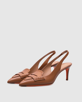 Santoni Коричневі шкіряні слінгбеки WDLS71196HI4NBGN
