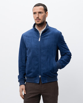Stefano Ricci Синяя замшевая куртка с логотипом логотип M7J5100290SUEJI36266