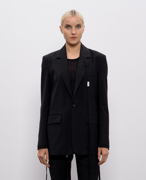 Ann Demeulemeester Чорний двобортний жакет Elin з вовни B0013157FA646