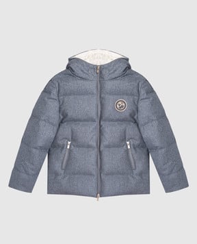 Brunello Cucinelli Дитяча сіра сукня з вовни з ланцюжком моніль BD565A407C