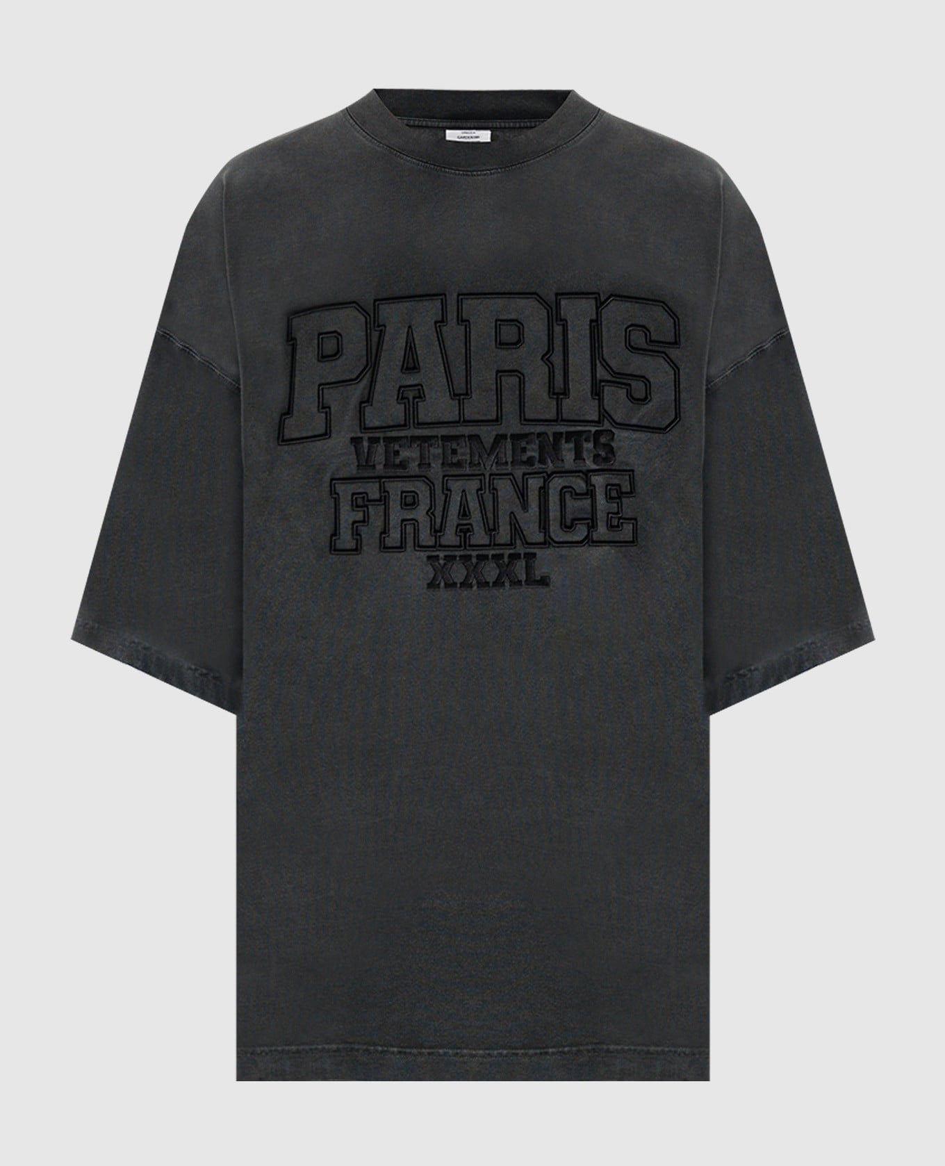 

Серая футболка с фактурной вышивкой Paris Vetements, Серый, Футболки