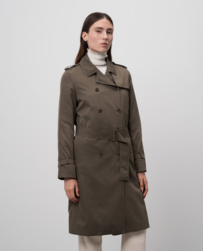 Simonetta Ravizza Зелений двобортний тренч на хутрі LOND1