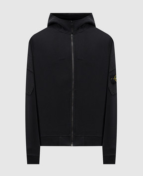 Stone Island Чорна спортивна куртка з патчем логотипа K2S156100009S0A20