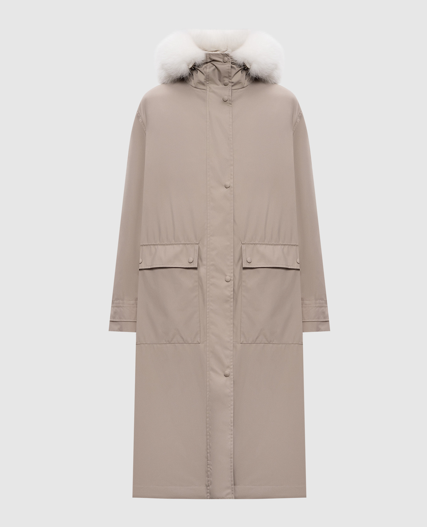 

Парка цвета хаки с мехом лисы, Парки